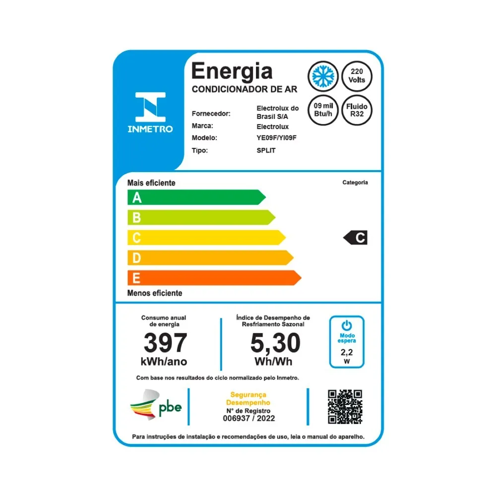 Ar-Condicionado Split Electrolux 9.000 BTUs Color Adapt Frio com Wi-fi (YI09F/YE09F)