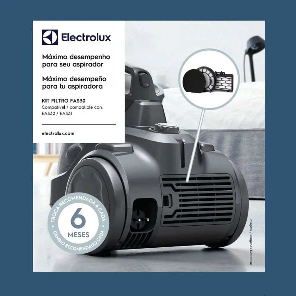 Kit 3 Filtros ORIGINAIS para Aspirador de pó EAS30 e EAS31 (FAS30) Electrolux
