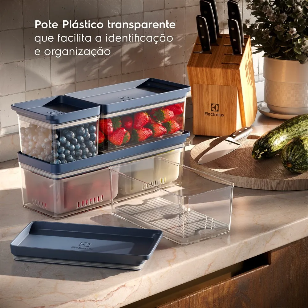 Organizador de Geladeira Electrolux Experience com Cesto Escorredor 2,3L