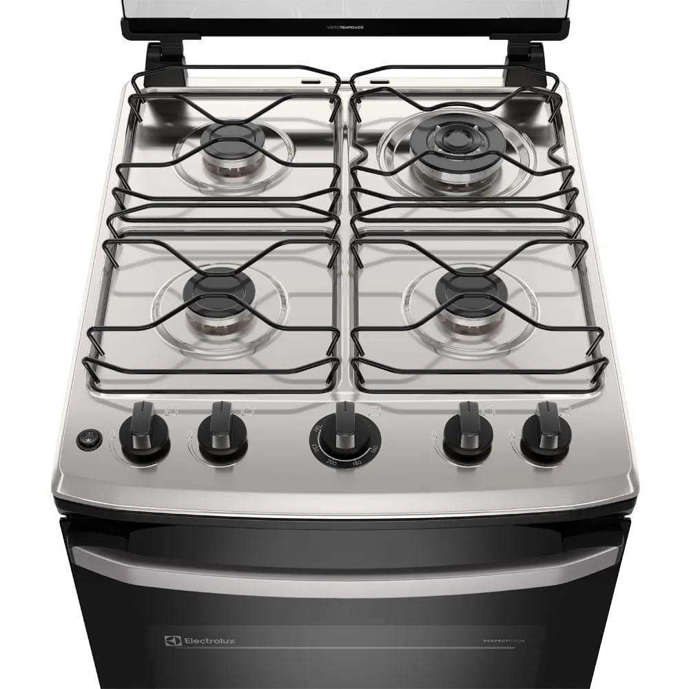 Fogão 4 bocas Electrolux Cinza Efficient Mesa Inox, PerfectCook e VaporBake® (FE4IG)