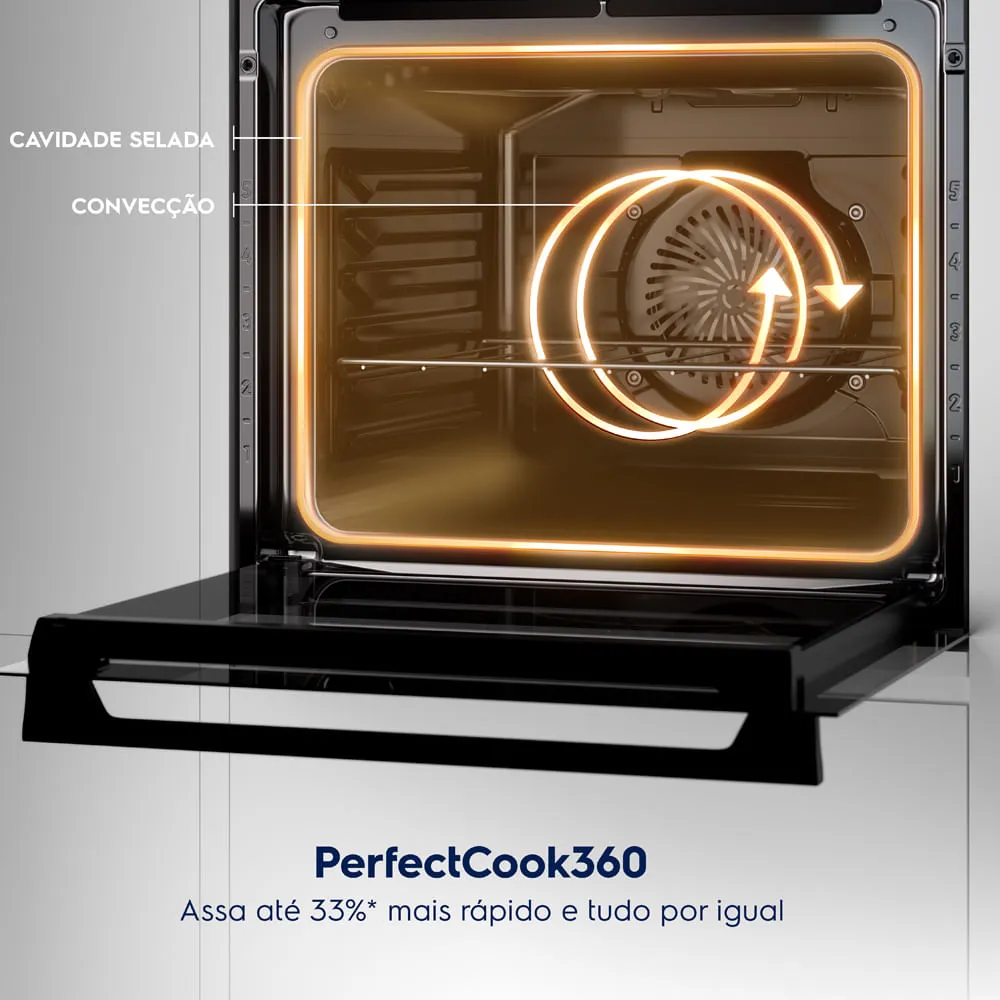 Fogão 4 bocas Electrolux Cinza Experience Mesa de Vidro, 2 fornos e PerfectCook360 (FE4DG)