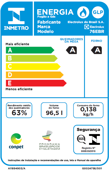 Fogão 5 Bocas de Embutir Electrolux Preto com Grill e Tripla Chama (76EBR)