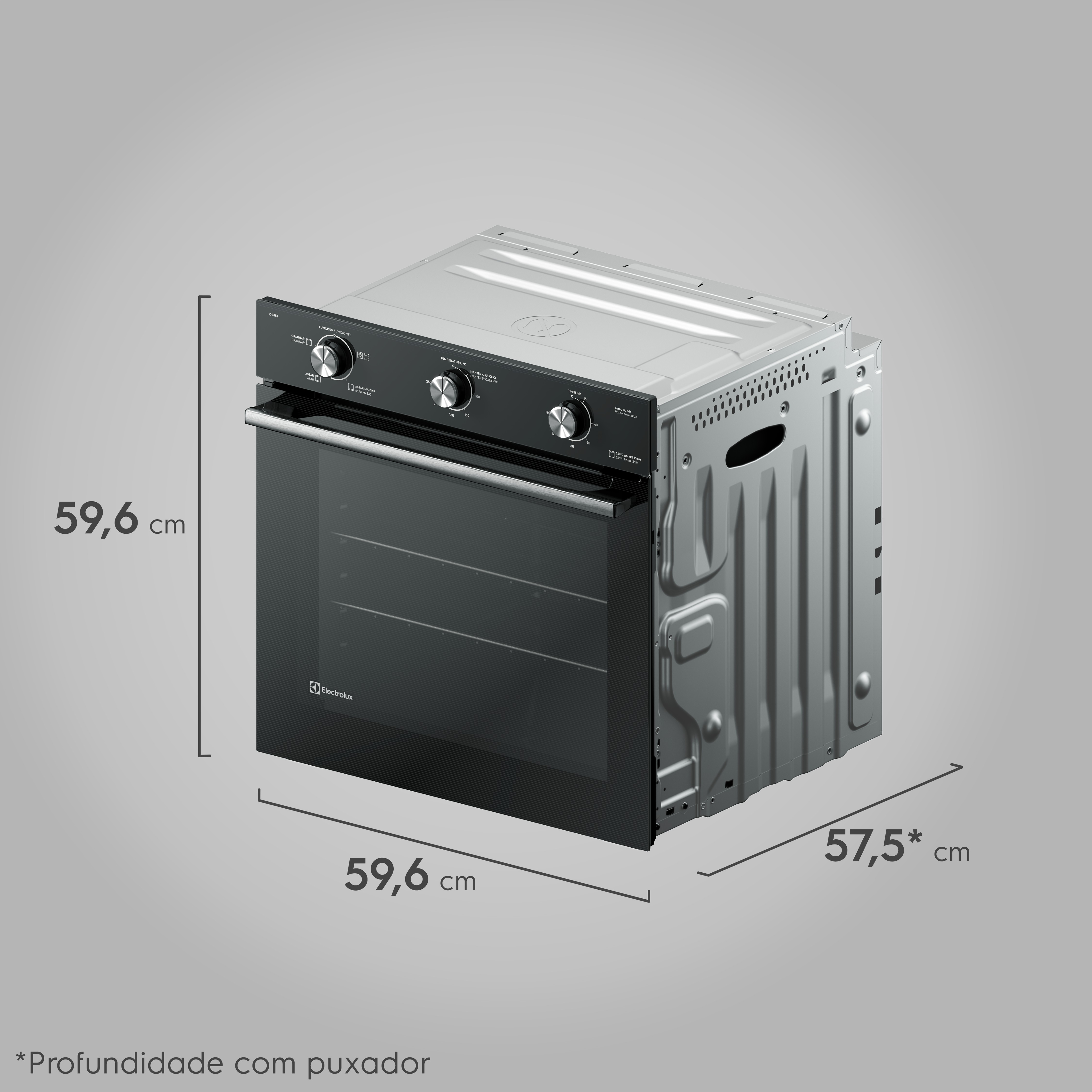 Kit Cooktop 5 Bocas a Gás Efficient (KE5GR) + Forno de Embutir Elétrico 80L Efficient (OE8EL) Electrolux