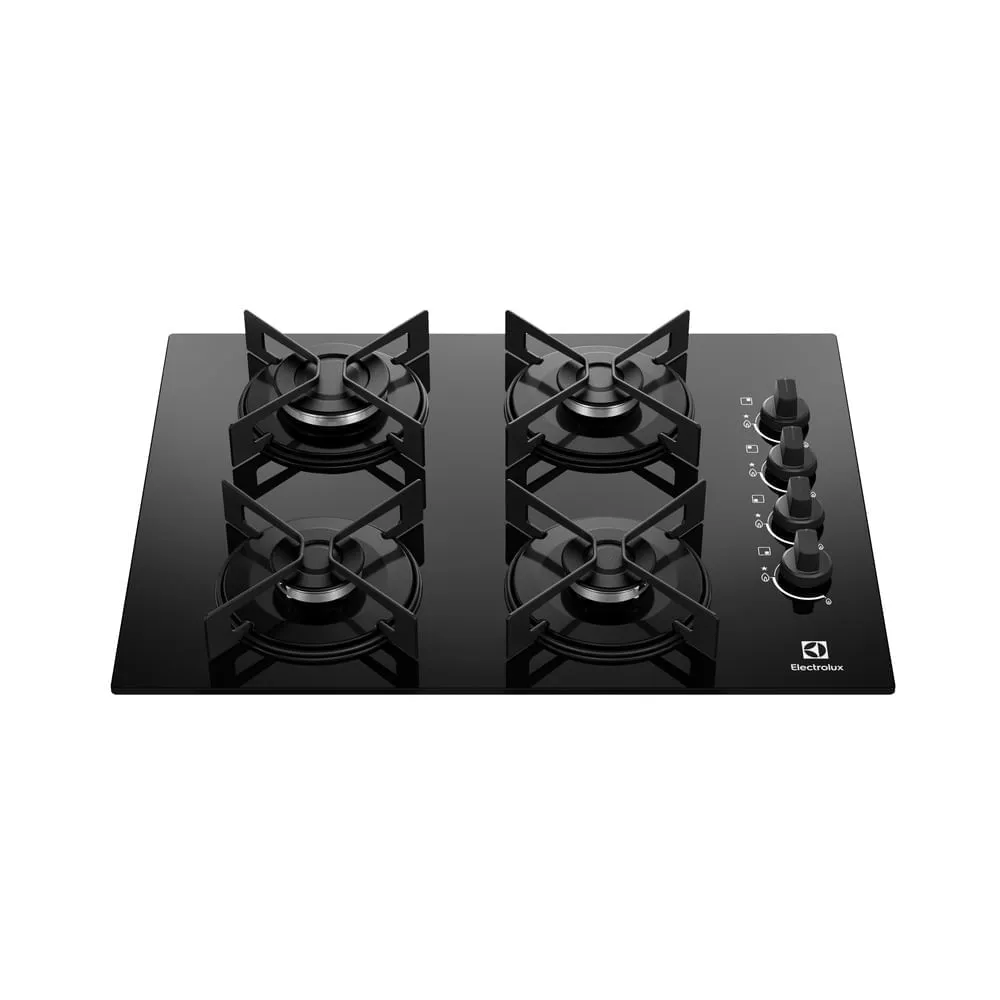Cooktop 4 Bocas a Gás Electrolux Mesa de Vidro Efficient Grade de Aço Fosco (KE4GR)