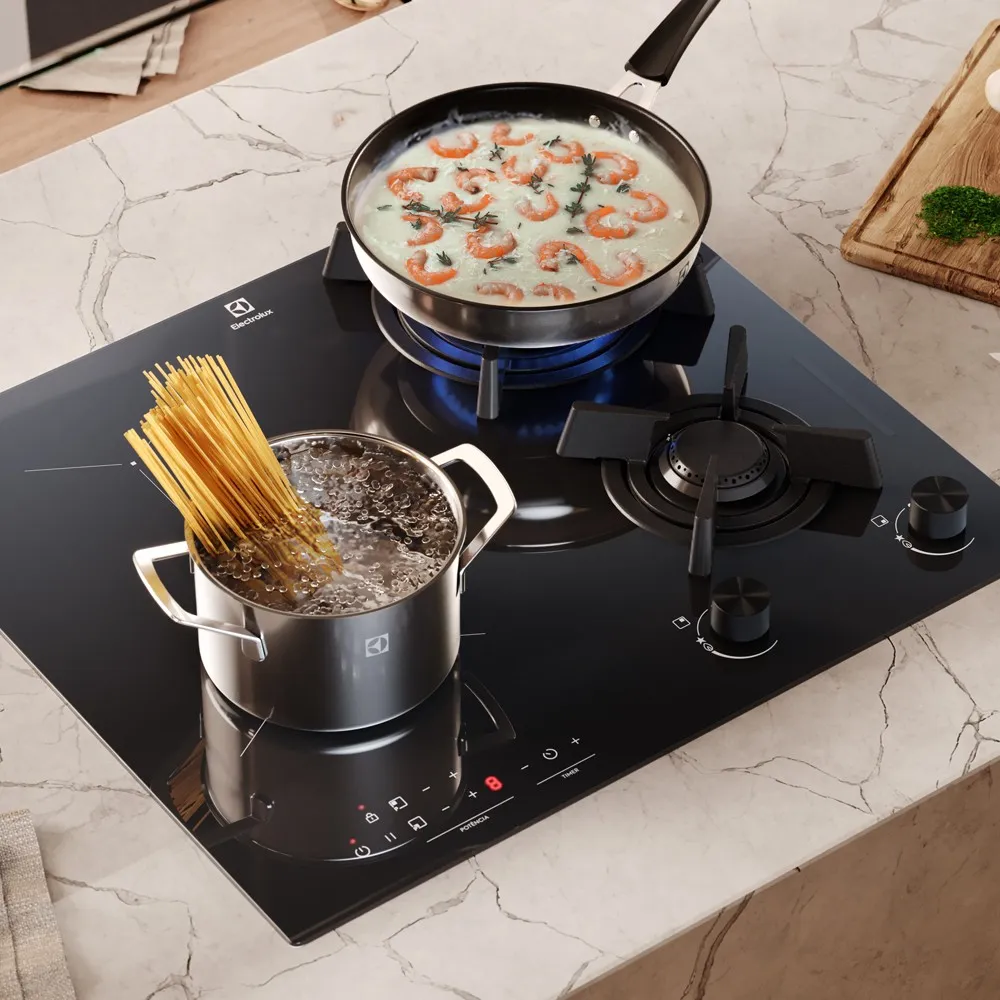 Cooktop 4 Bocas de Indução e a Gás Electrolux Híbrido 2 de Indução e 2 a Gás (IE62H)
