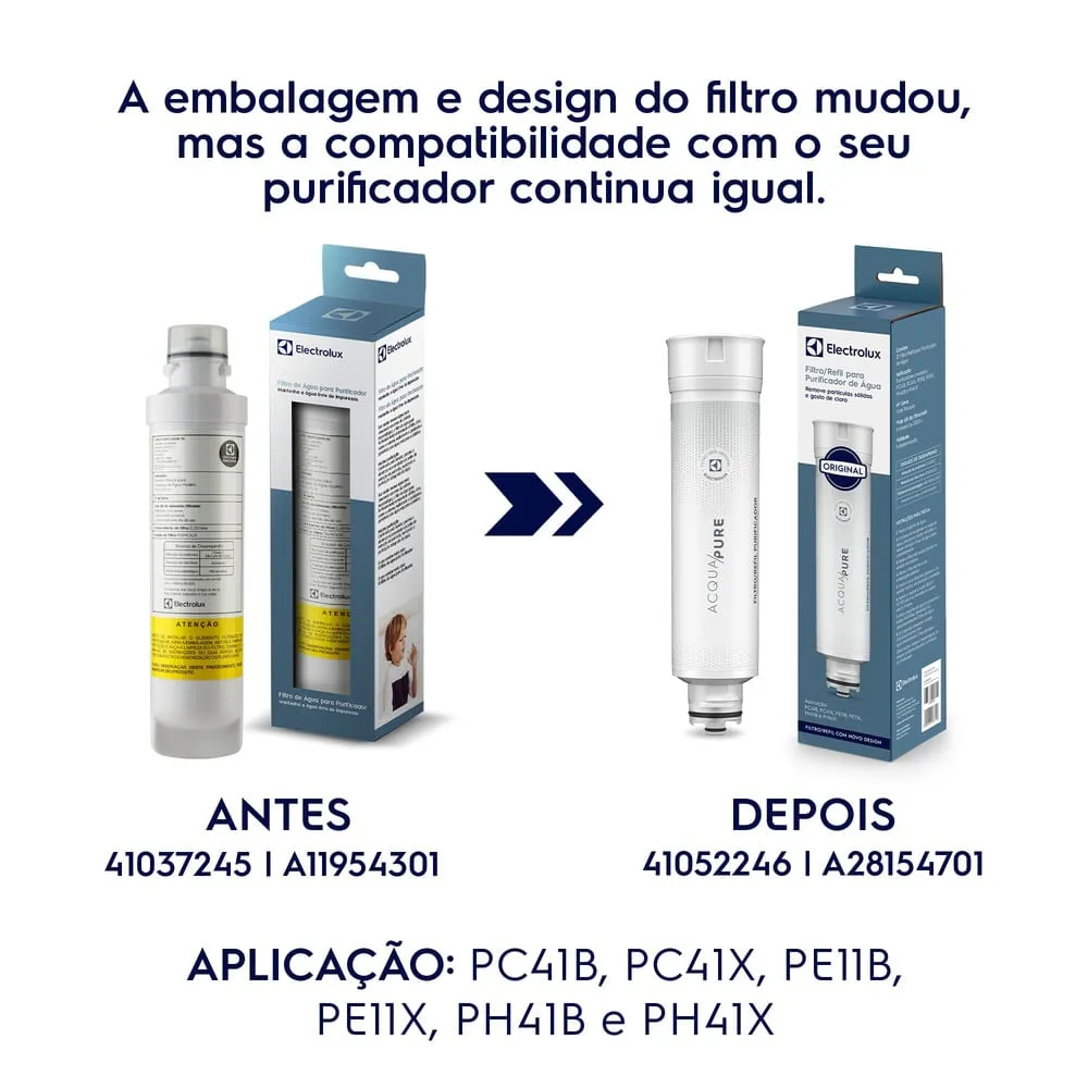 Kit 2 Filtros/Refis Originais de Água para Purificador Electrolux PE11B/PE11X/PC41B/PC41X/PH41B/PH41X
