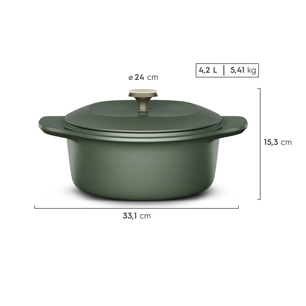 Panela de Ferro Fundido Esmaltado Caçarola Electrolux 24cm verde Linha 100 Anos Celebre Encontros