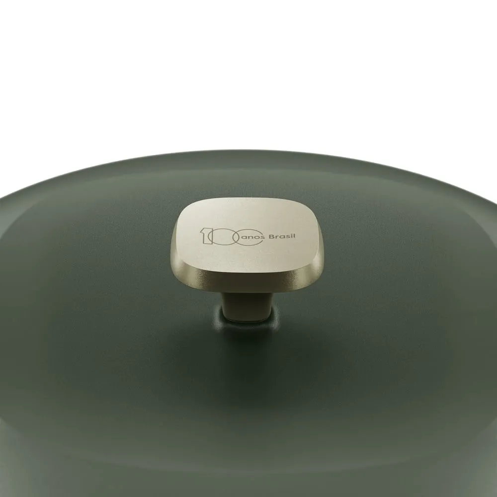 Kit Panela de Ferro Fundido Esmaltado Molheira 20cm + Frigideira de Ferro Fundido Esmaltado Electrolux 26cm verde Linha 100 Anos Celebre Preparos