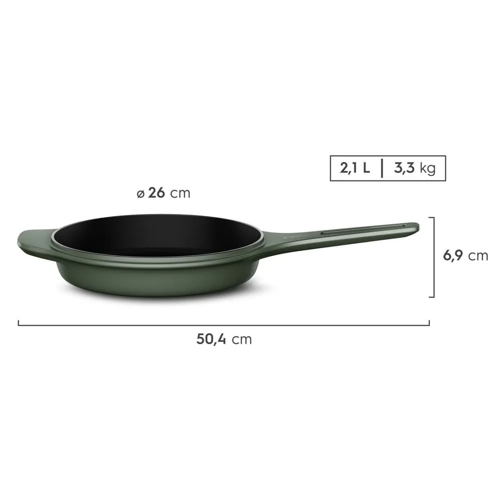 Kit Panela de Ferro Fundido Esmaltado Caçarola Electrolux 24cm + Frigideira de Ferro Fundido Esmaltado Electrolux 26cm verde Linha 100 Anos Celebre