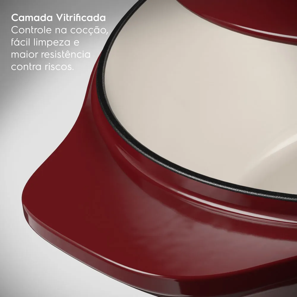 Panela de Ferro Fundido Esmaltado Molheira Electrolux Expert 20cm Vermelha