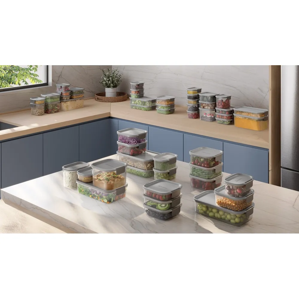 Potes Herméticos de Plástico Electrolux Cinza 4 Unidades Empilháveis Modulares